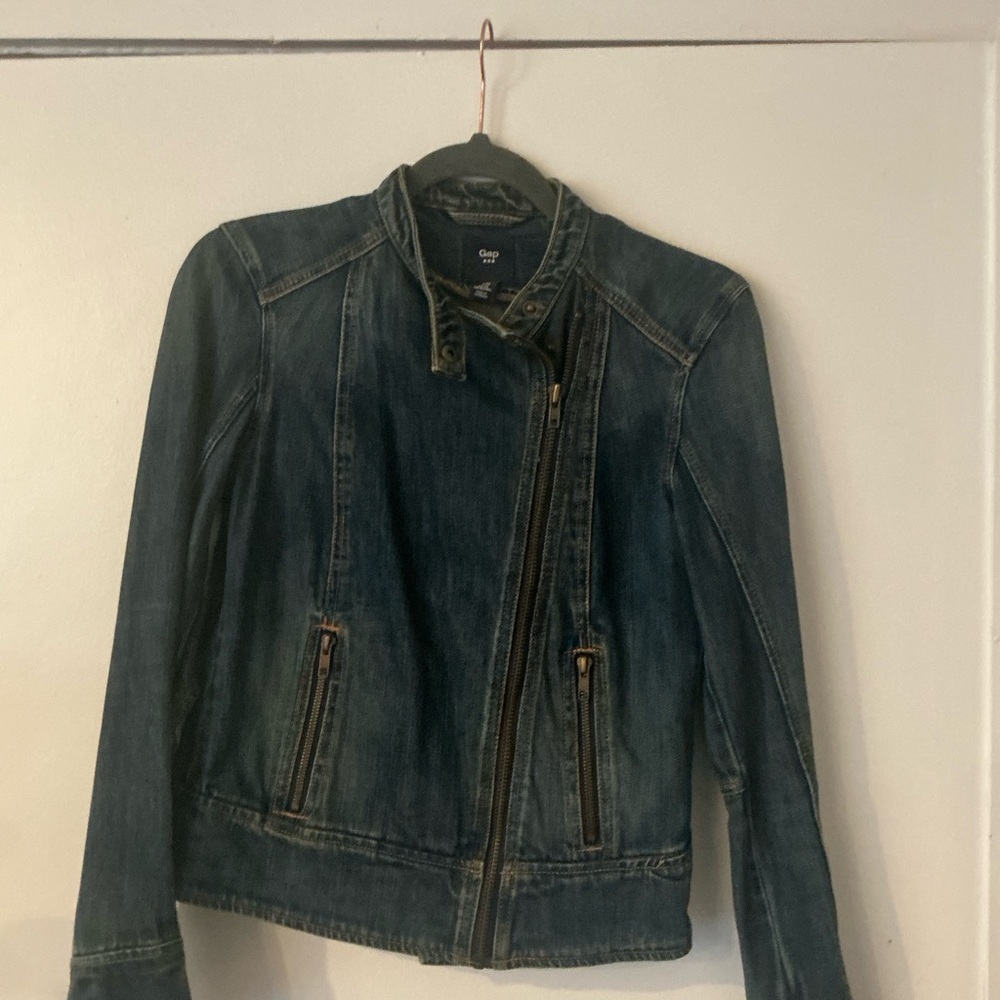 GAP Dark Blue Denim Moto Jacket